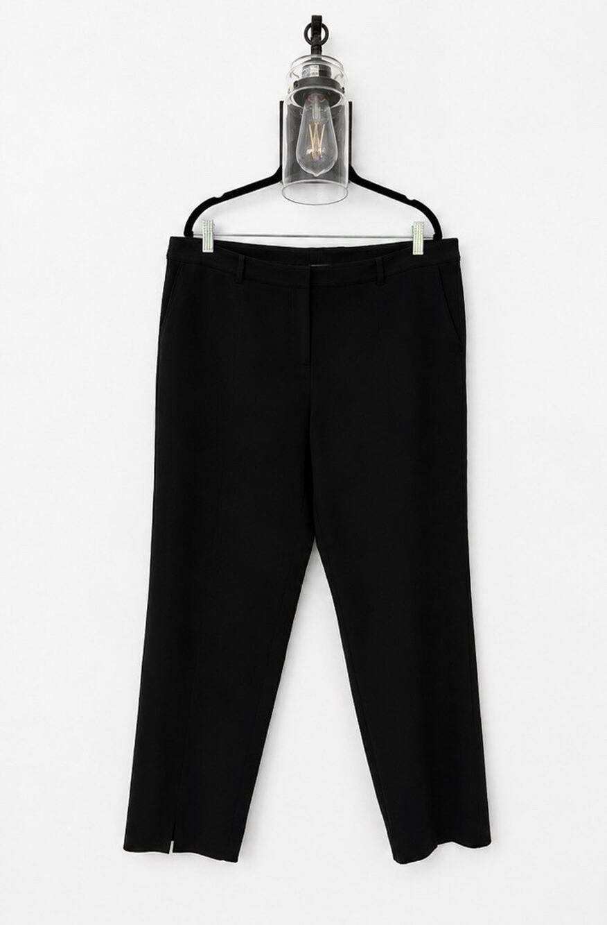St John Caviar Black Straight Leg Pants Quiet Luxury Minimalist Size 14 Business